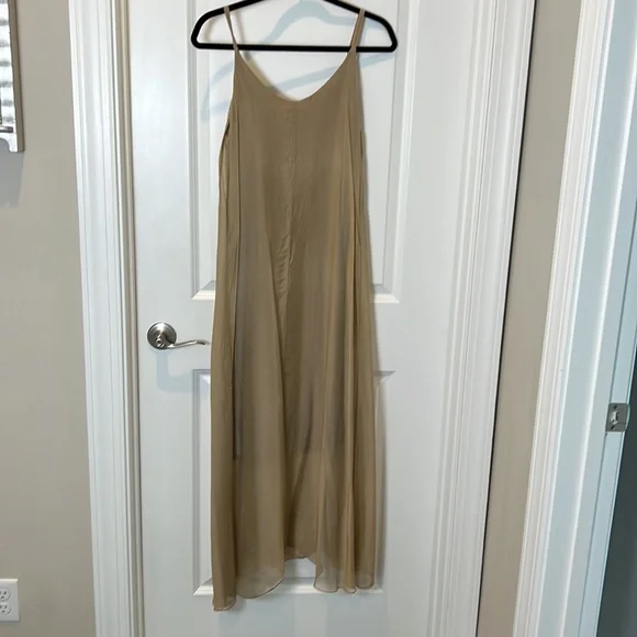 Natacha Paris Silk Viscose Tank Maxi Dress-Camel/Tan - Picture 2 of 4